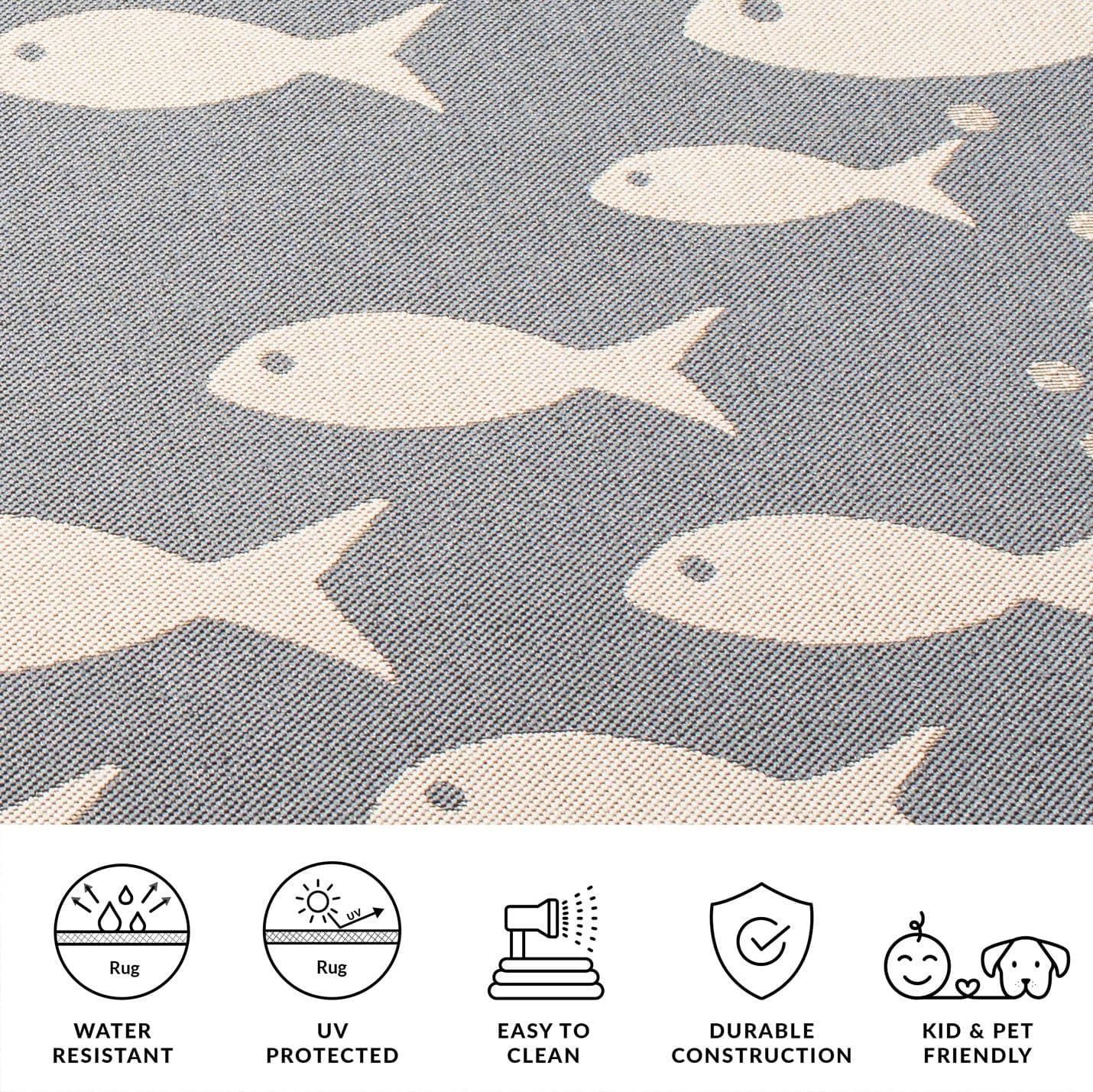 image:imageSAFAVIEH Washable Rug Outdoor Courtyard Collection 2 x 37 Aqua Blue amp Beige NonShedding amp Easy Cleaning Ideal for Patio Front Door Entryway Doormat CY6012223Dark GreyBeige
