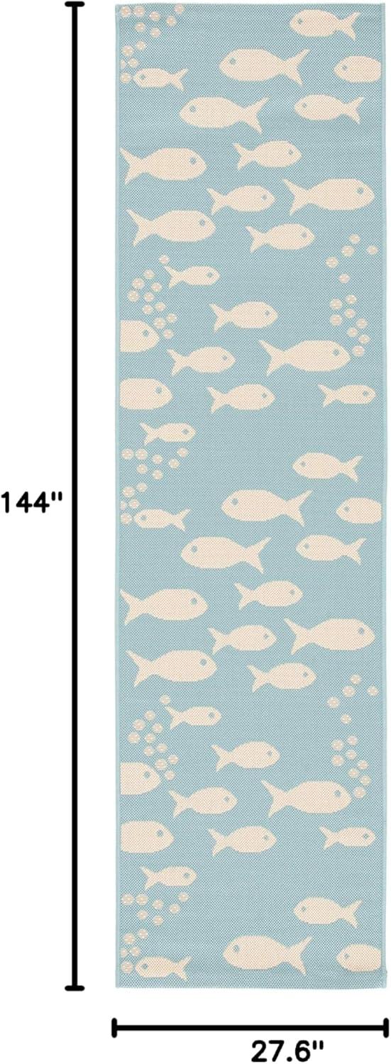 image:imageSAFAVIEH Washable Rug Outdoor Courtyard Collection 2 x 37 Aqua Blue amp Beige NonShedding amp Easy Cleaning Ideal for Patio Front Door Entryway Doormat CY6012223AquaBeige