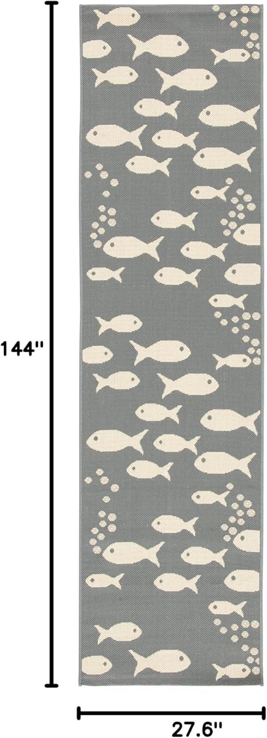 image:imageSAFAVIEH Washable Rug Outdoor Courtyard Collection 2 x 37 Aqua Blue amp Beige NonShedding amp Easy Cleaning Ideal for Patio Front Door Entryway Doormat CY6012223Dark GreyBeige