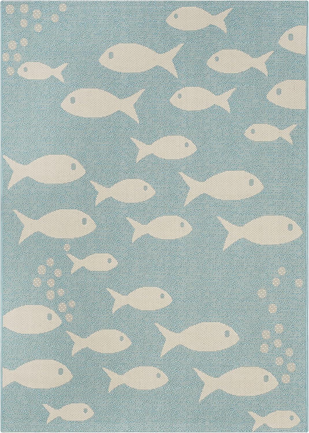 image:imageSAFAVIEH Washable Rug Outdoor Courtyard Collection 2 x 37 Aqua Blue amp Beige NonShedding amp Easy Cleaning Ideal for Patio Front Door Entryway Doormat CY6012223AquaBeige