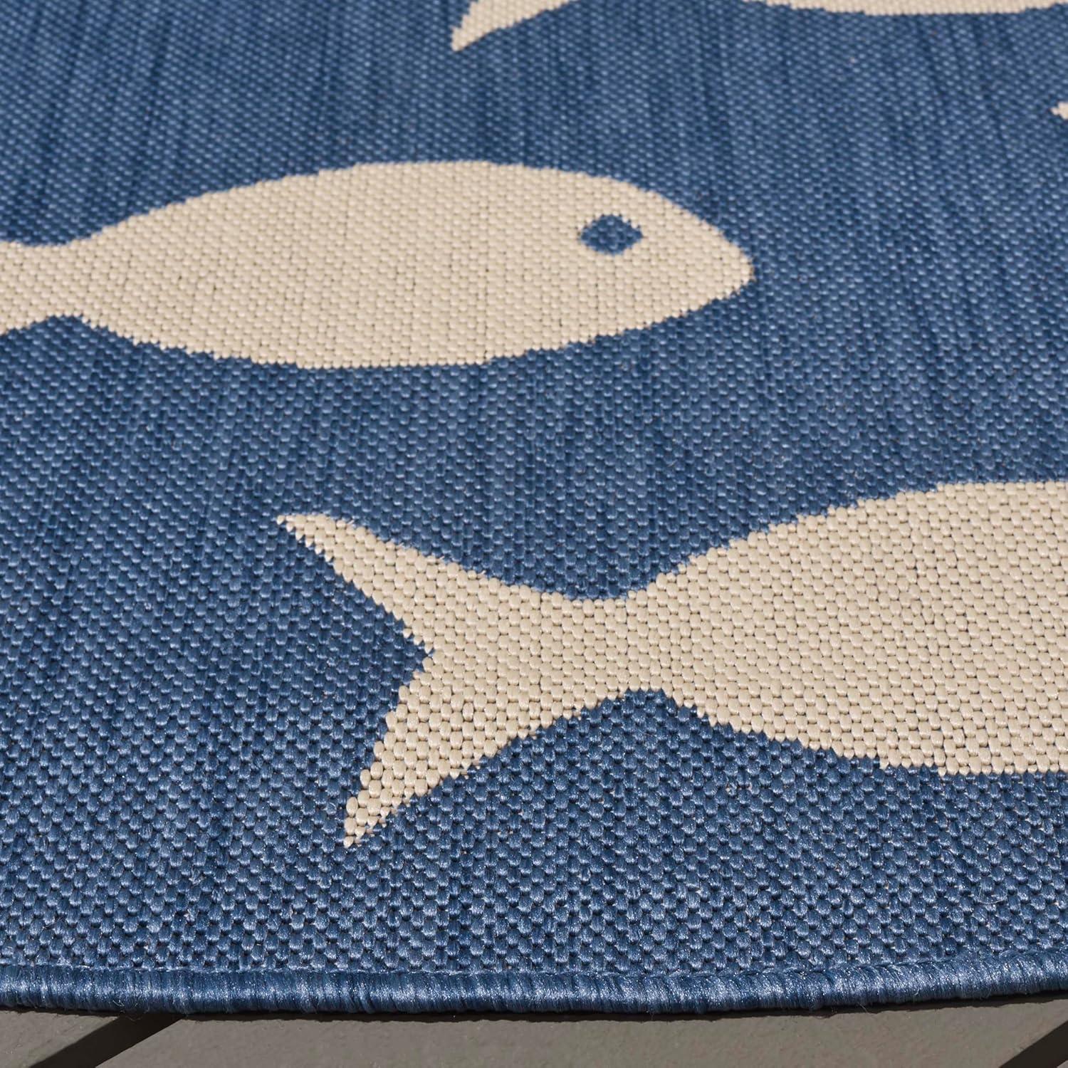 image:imageSAFAVIEH Washable Rug Outdoor Courtyard Collection 2 x 37 Aqua Blue amp Beige NonShedding amp Easy Cleaning Ideal for Patio Front Door Entryway Doormat CY6012223BlueBeige