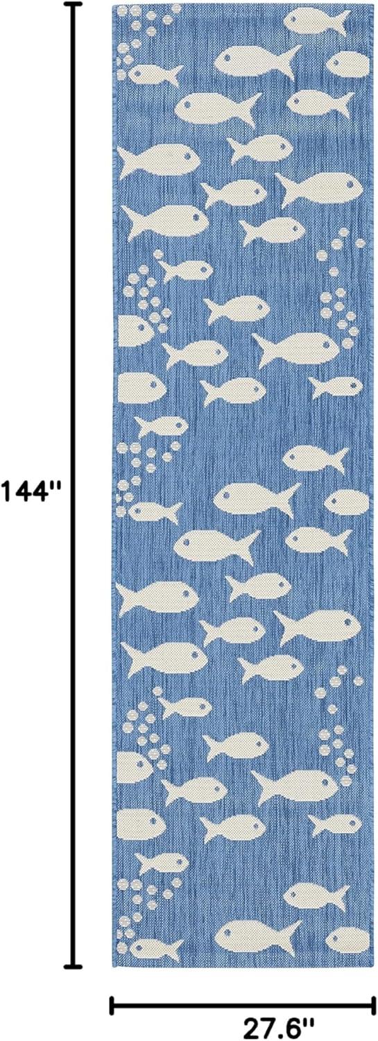image:imageSAFAVIEH Washable Rug Outdoor Courtyard Collection 2 x 37 Aqua Blue amp Beige NonShedding amp Easy Cleaning Ideal for Patio Front Door Entryway Doormat CY6012223BlueBeige