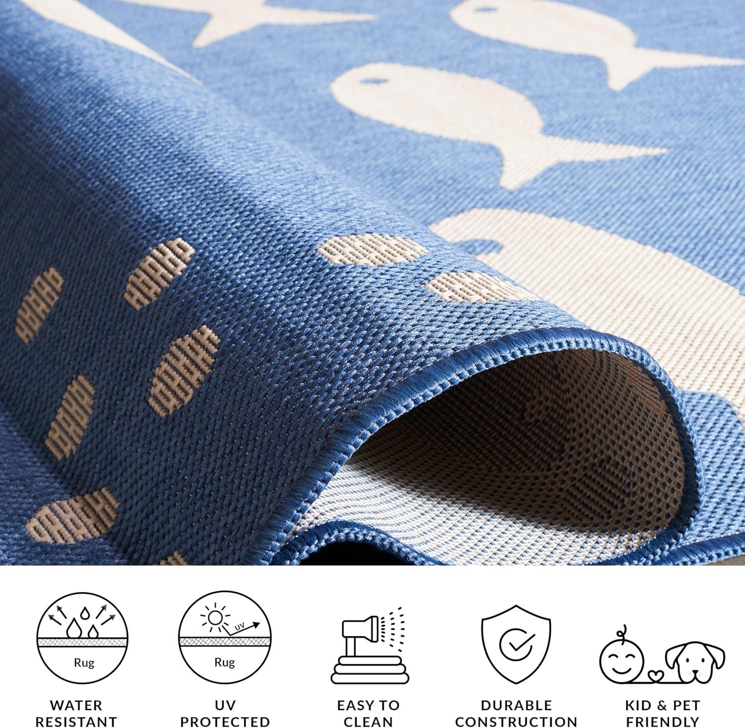 image:imageSAFAVIEH Washable Rug Outdoor Courtyard Collection 2 x 37 Aqua Blue amp Beige NonShedding amp Easy Cleaning Ideal for Patio Front Door Entryway Doormat CY6012223BlueBeige