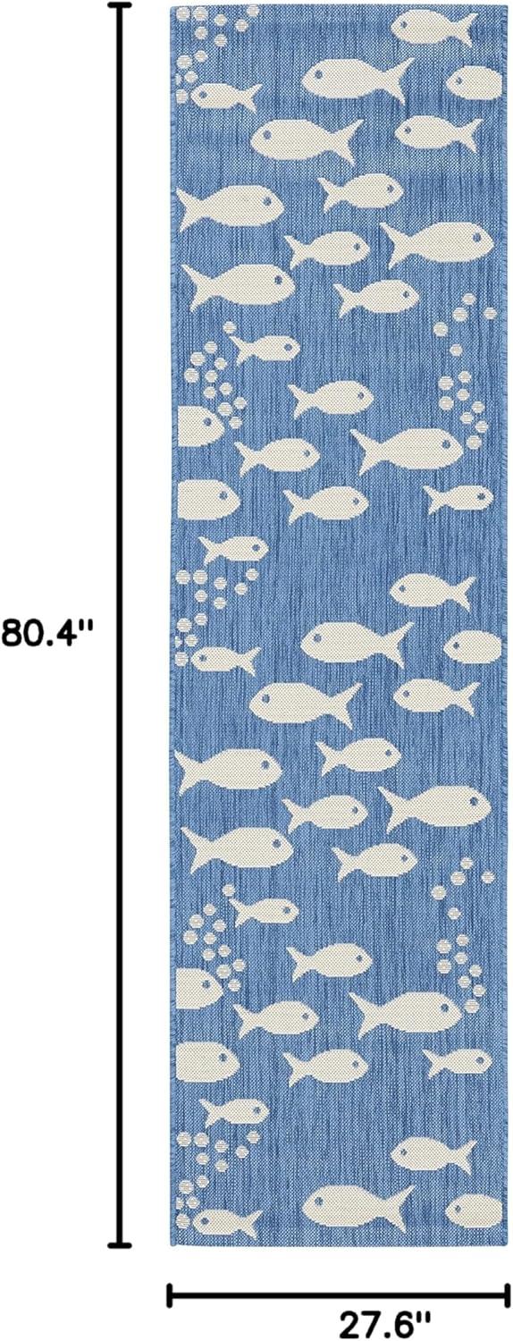 image:imageSAFAVIEH Washable Rug Outdoor Courtyard Collection 2 x 37 Aqua Blue amp Beige NonShedding amp Easy Cleaning Ideal for Patio Front Door Entryway Doormat CY6012223BlueBeige
