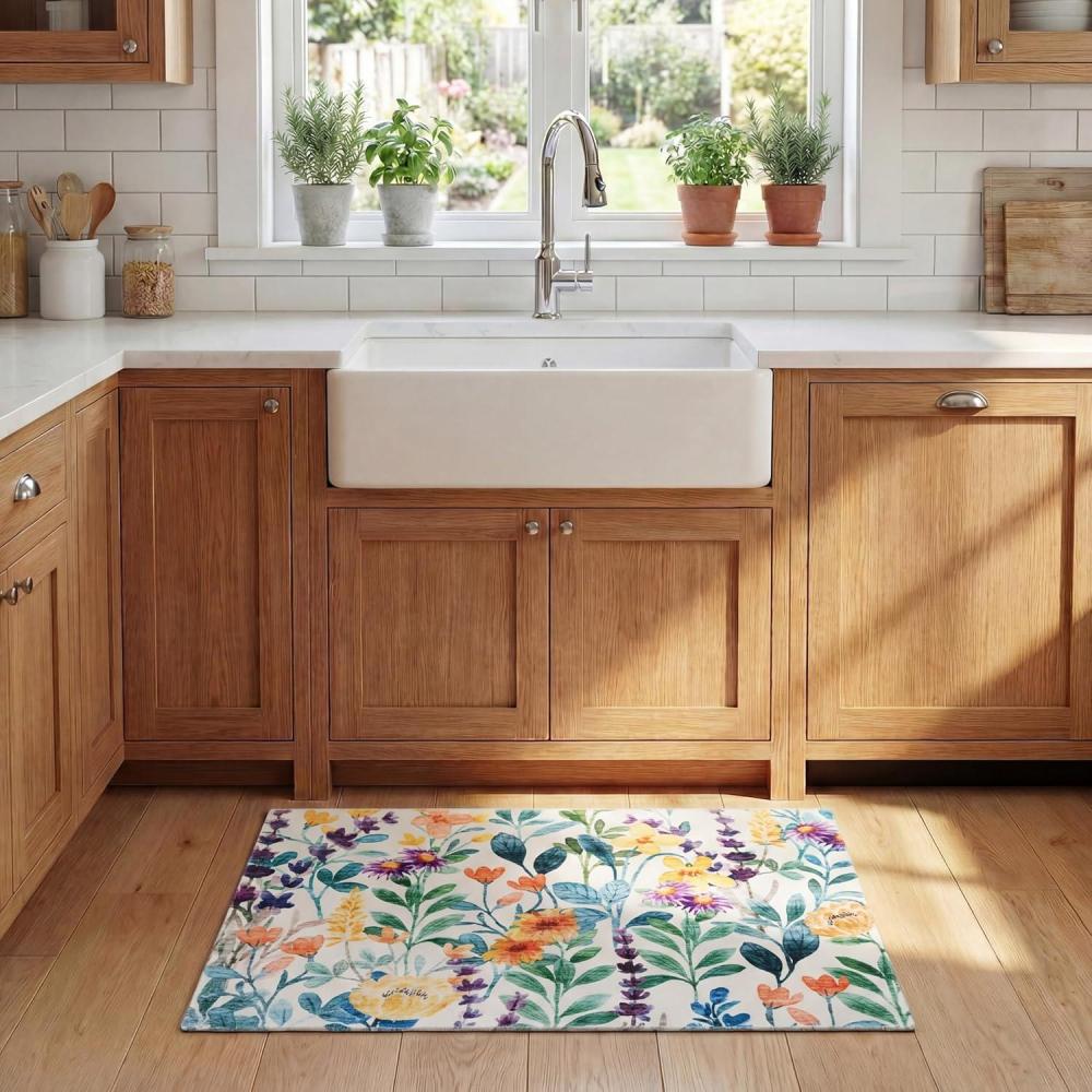 image:imageSAFAVIEH Washable Rug Door and Kitchen Mat Collection 23 x 4 Ivory amp Green Slip Resistant amp Easy to Clean Ideal for Entryway Front Door Bathroom Mudroom Accent Space DKM304AIvoryGreen