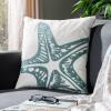 SAFAVIEH Pillow Collection 18-Inch Starfish Pillow, White and Blue, Set of 2(Blue)