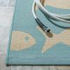 SAFAVIEH Washable Rug Outdoor Courtyard Collection – 2′ x 3’7″, Aqua Blue & Beige, Non-Shedding & Easy Cleaning, Ideal for Patio, Front Door, Entryway, Doormat (CY6012-223)(Aqua/Beige)