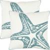 SAFAVIEH Pillow Collection 18-Inch Starfish Pillow, White and Blue, Set of 2(Blue)