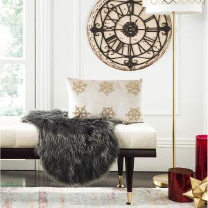 SAFAVIEH Sydnee Snowflake Throw Pillow, 12″x22″, Beige/Gold(Beige / Gold)