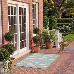 SAFAVIEH Washable Rug Outdoor Courtyard Collection – 2′ x 3’7″, Aqua Blue & Beige, Non-Shedding & Easy Cleaning, Ideal for Patio, Front Door, Entryway, Doormat (CY6012-223)(Aqua/Beige)