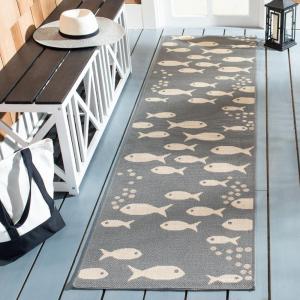 SAFAVIEH Washable Rug Outdoor Courtyard Collection – 2′ x 3’7″, Aqua Blue & Beige, Non-Shedding & Easy Cleaning, Ideal for Patio, Front Door, Entryway, Doormat (CY6012-223)(Dark Grey/Beige)