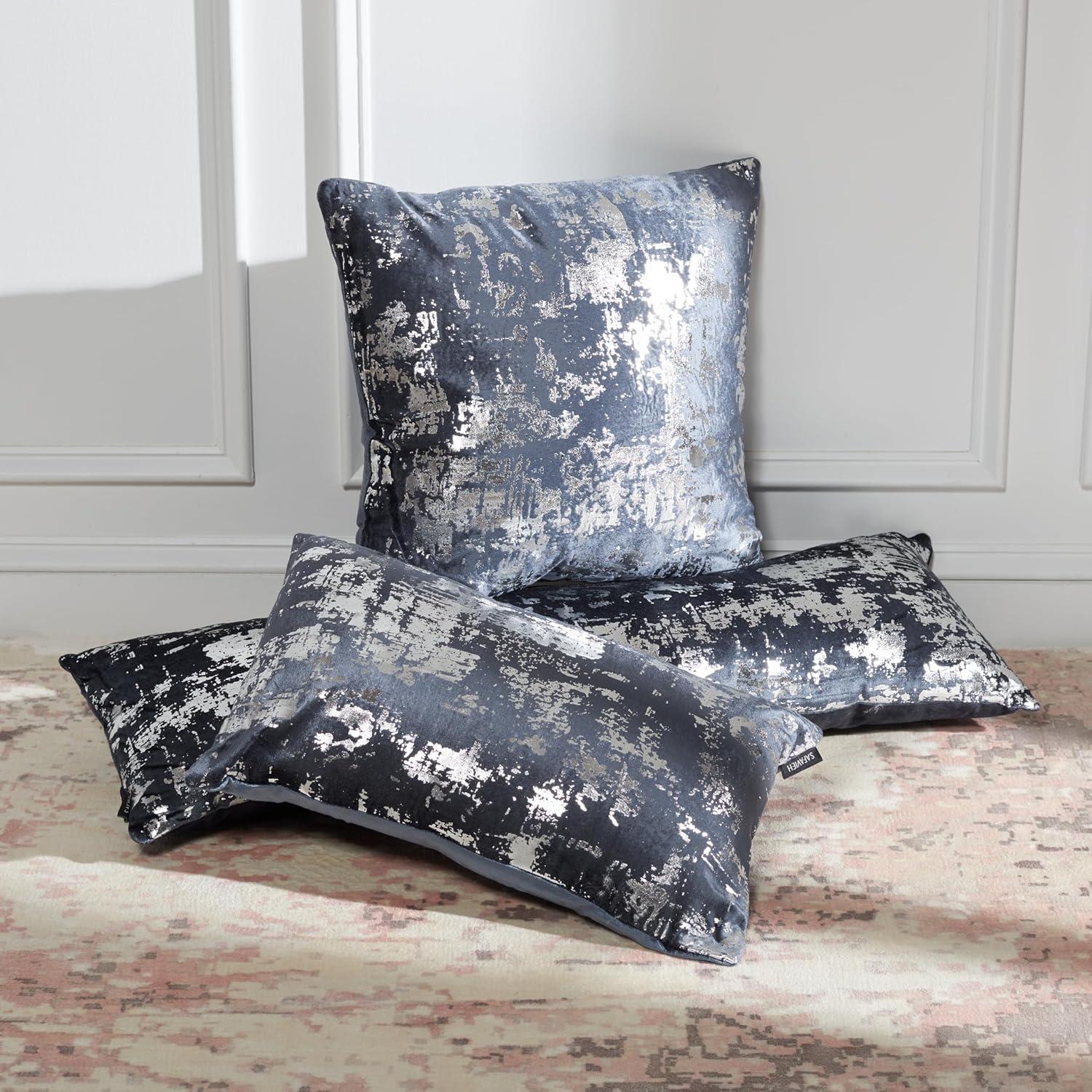 image:imageEdmee Metallic PillowBlueSilver