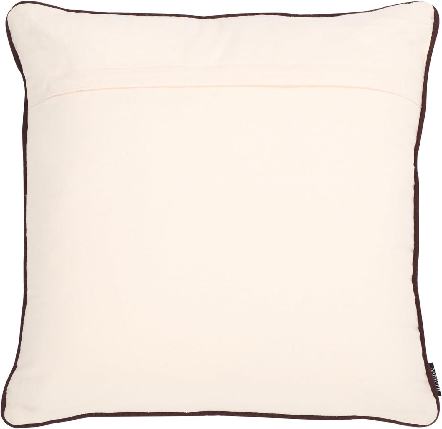 image:imageSAFAVIEH DANI 18 X 18 TaupeBrown Cotton Throw PillowIvoryBrown