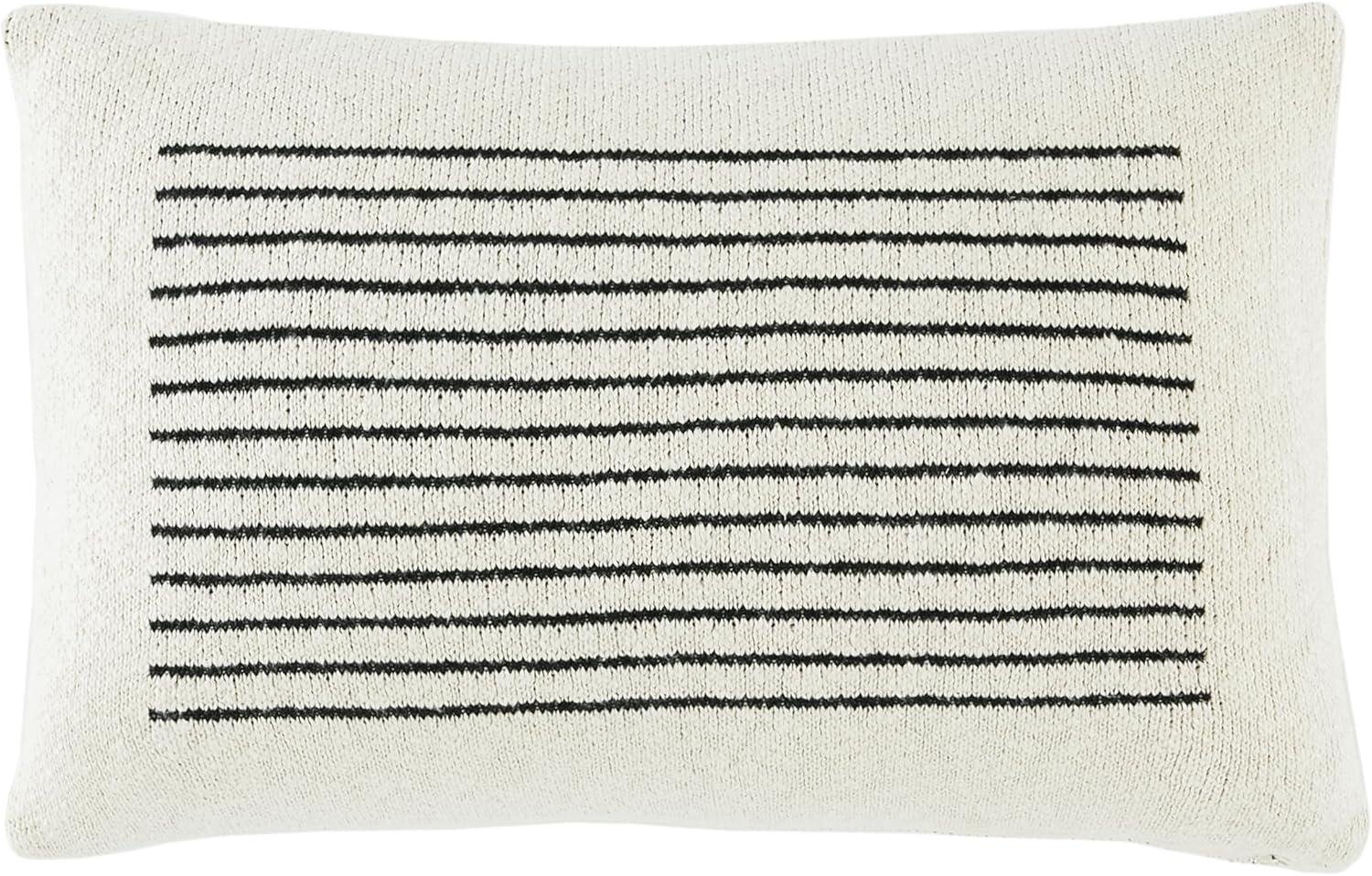 image:imageSAFAVIEH Faye 12x20 Lumbar Pillow IvoryBlack