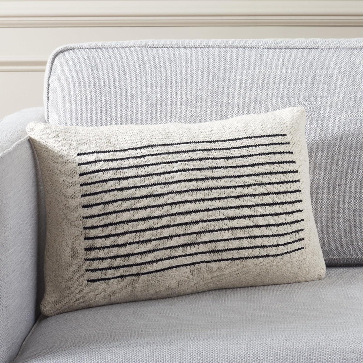 image:imageSAFAVIEH Faye 12x20 Lumbar Pillow IvoryBlack
