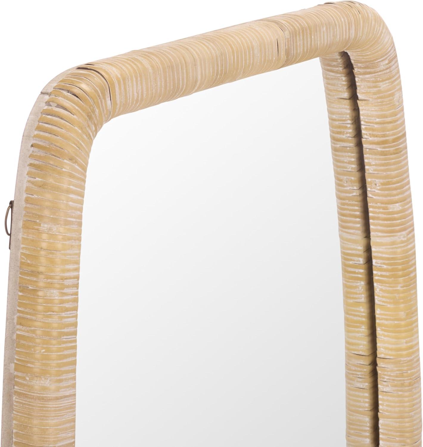 image:imageSAFAVIEH Home Collection Lani Natural Rattan Wall Mirror Rounded Rectangular Frame Vertical or Horizontal Hanging Accent MRR9032ANatural