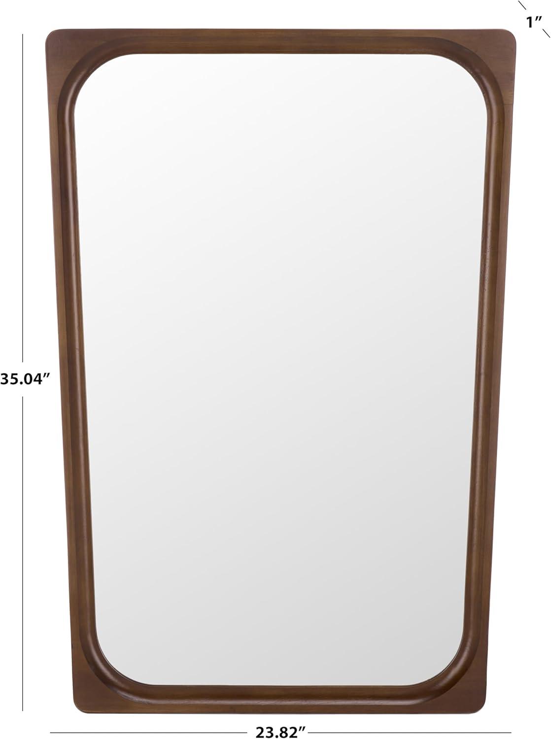 image:imageSAFAVIEH Home Collection Lola Brown Wall Mirror Rounded Rectangular Wood Frame Vertical Hanging Accent MRR9031ABrown