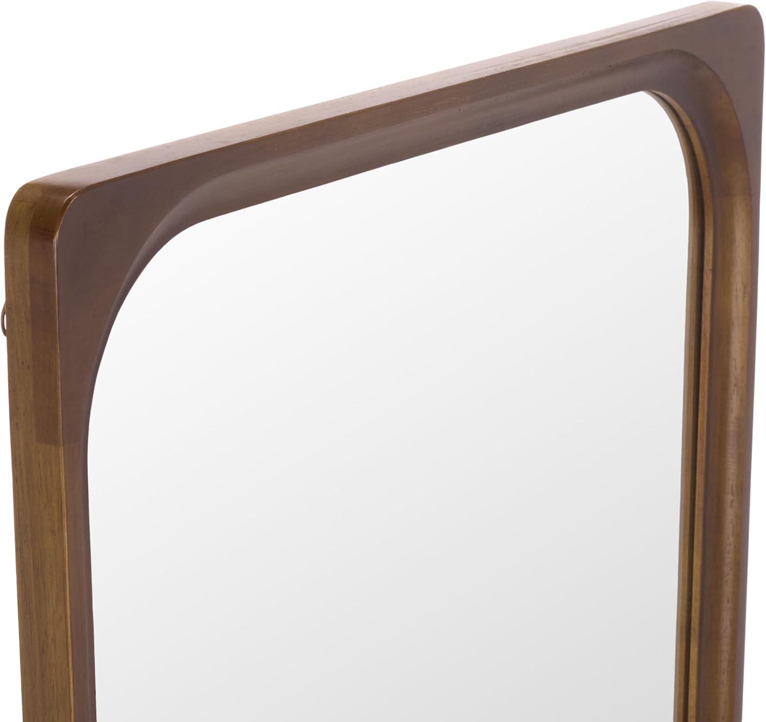 image:imageSAFAVIEH Home Collection Lola Brown Wall Mirror Rounded Rectangular Wood Frame Vertical Hanging Accent MRR9031ABrown