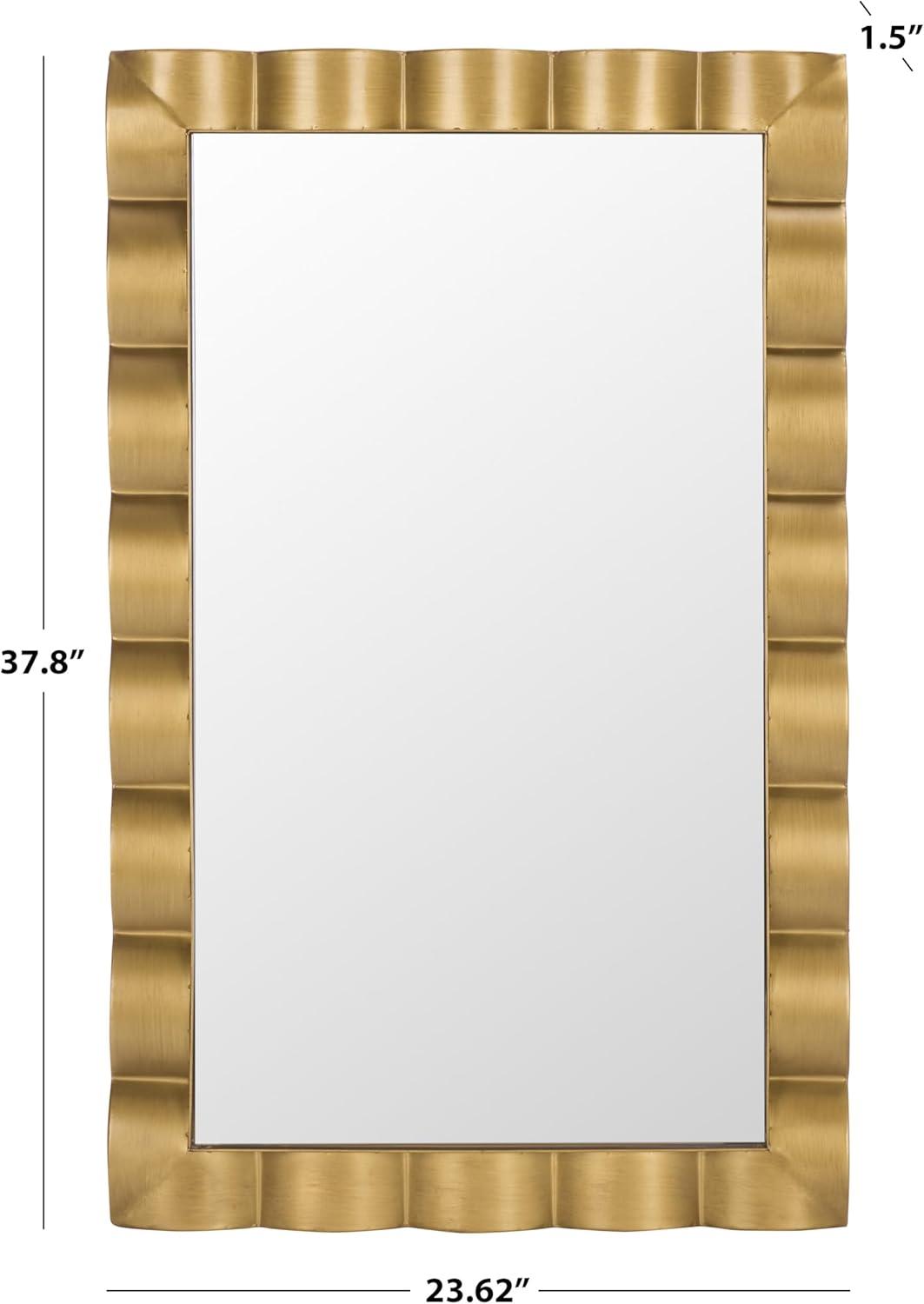 image:imageSAFAVIEH Home Collection Nira Gold Rectangular Wall Mirror Sculpted Frame Decorative Accent MRR9035AGold