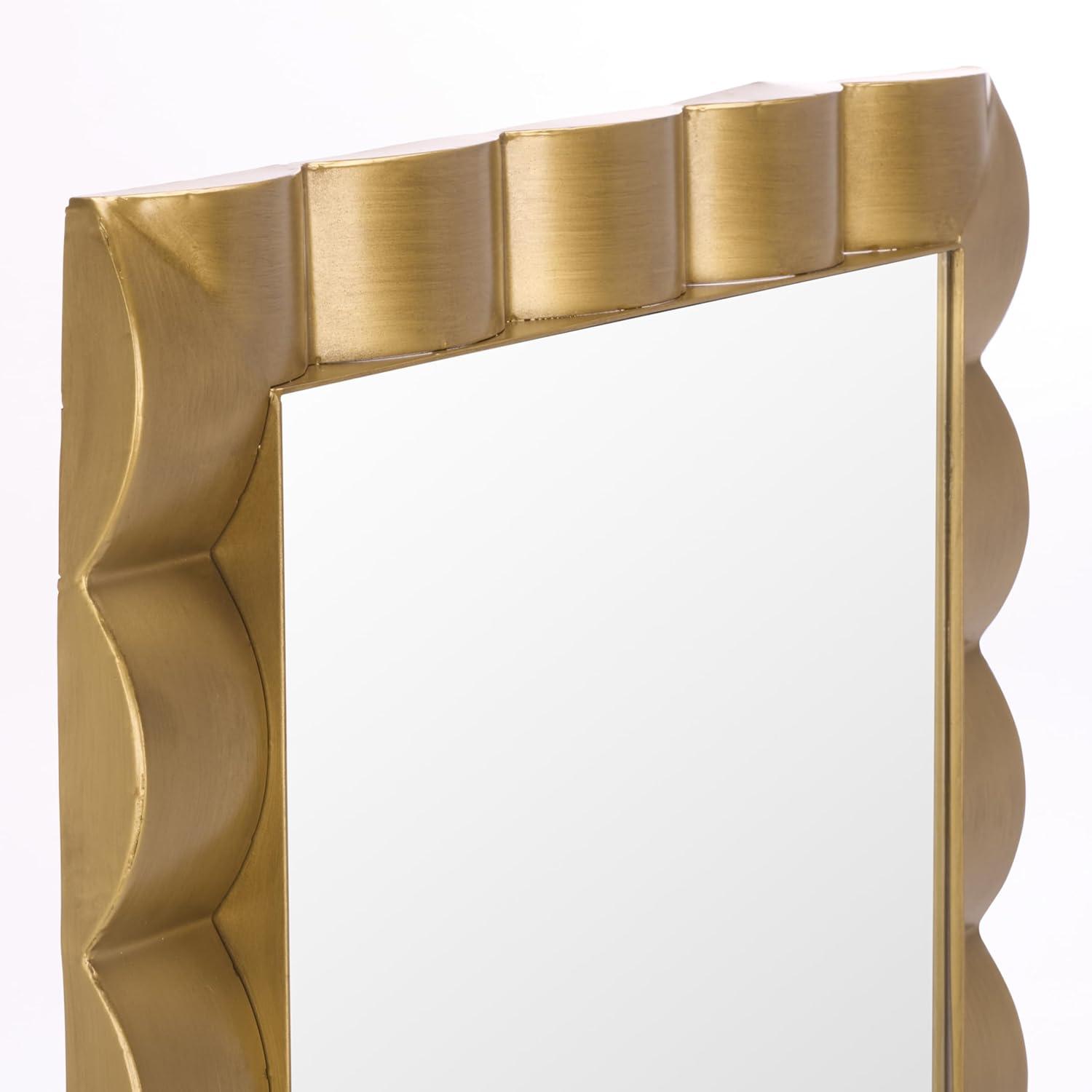 image:imageSAFAVIEH Home Collection Nira Gold Rectangular Wall Mirror Sculpted Frame Decorative Accent MRR9035AGold