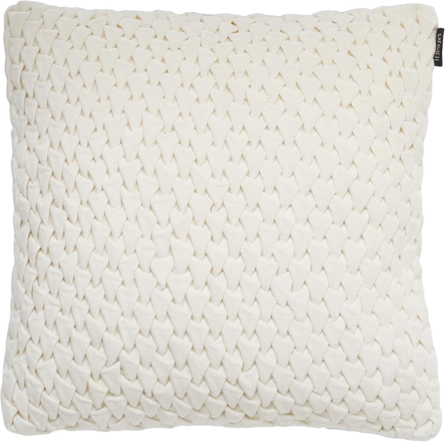 image:imageSAFAVIEH Home Collection Abella Cream 18inch Square Decorative Accent Throw Pillow with InsertCreme