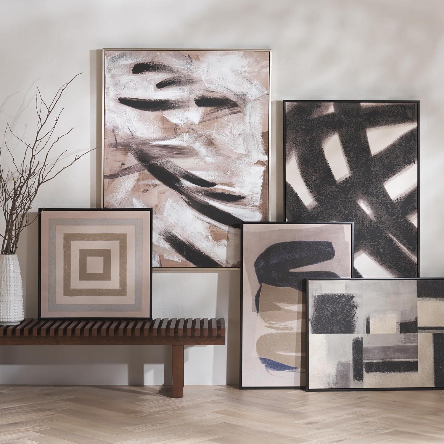 image:imageSAFAVIEH Home Collection Blurred Lines Modern Contemporary 24 x 36inch Framed Wall Art Decor