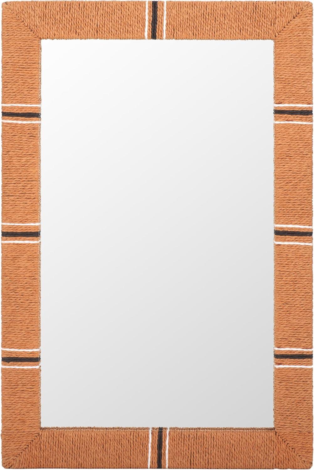 image:imageSAFAVIEH Home Collection Boho Salra Natural amp Black 24 x 36inch Rectangular Mirror