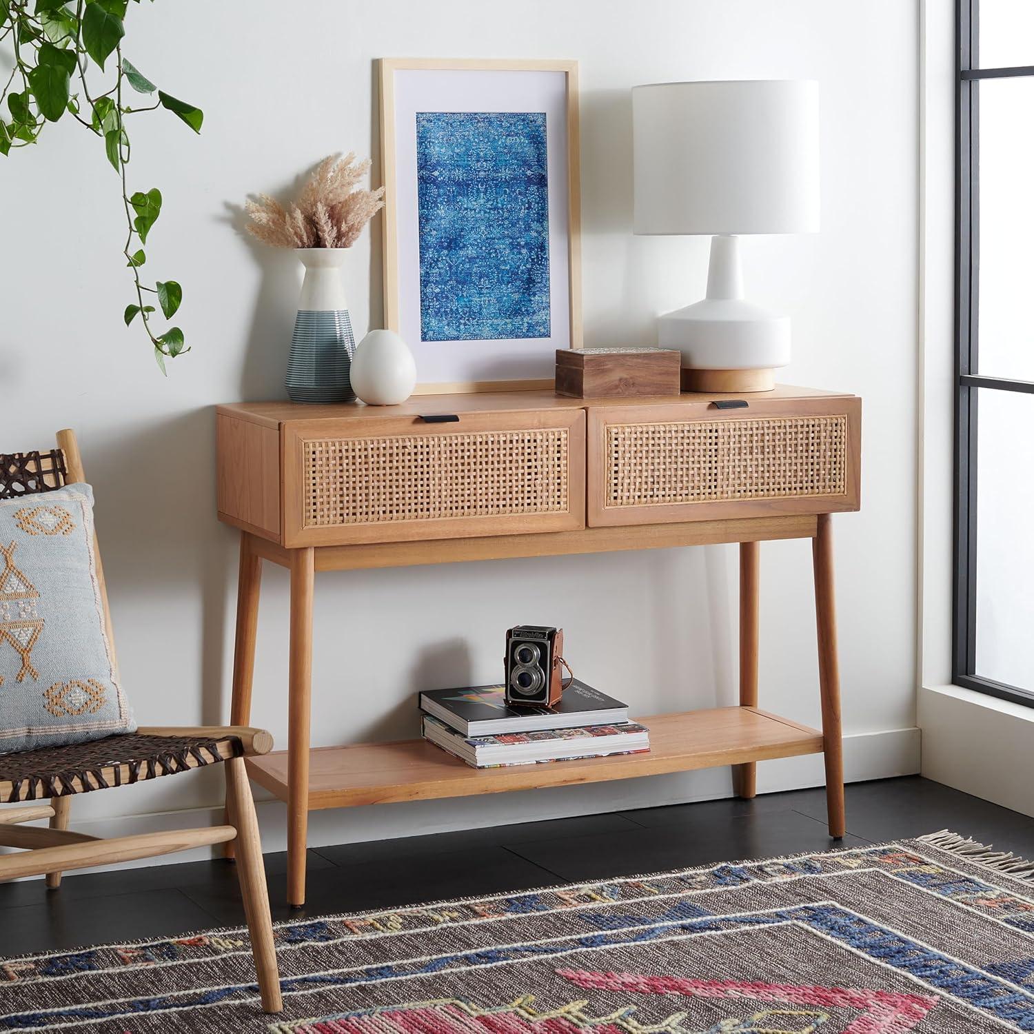 image:imageSAFAVIEH Home Collection Demitri Blue 14 x 23inch Boho Distressed Wood Framed Textile Wall Art for Bedroom Living Room Foyer Dining Area Entryway