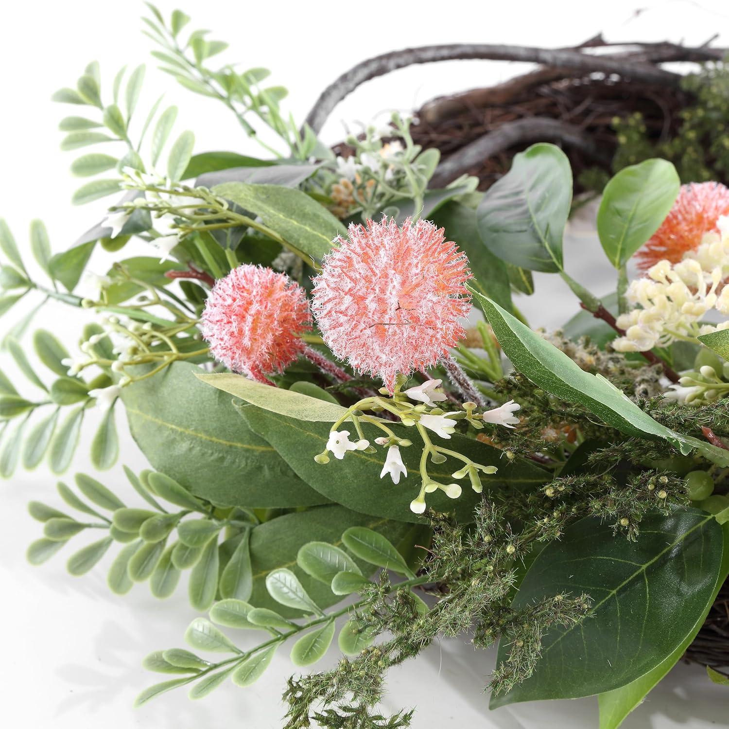 image:imageSAFAVIEH Home Collection Faux Artificial 21inch Sweetgum amp Mandarin Decorative Semi Wreath