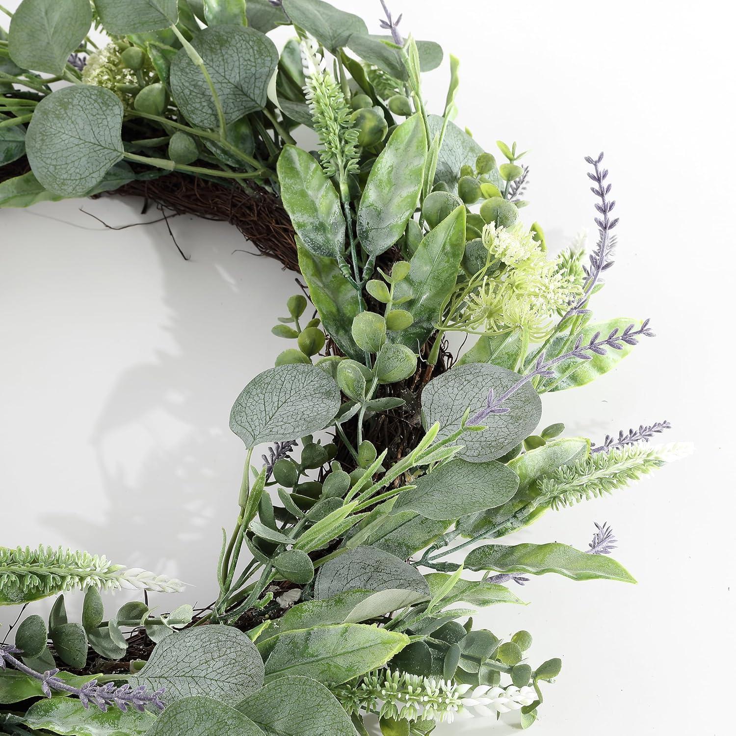 image:imageSAFAVIEH Home Collection Faux Artificial 22inch Eucalyptus amp Fennel Decorative Wreath