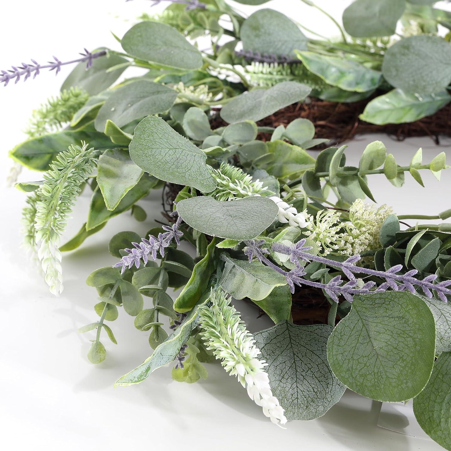 image:imageSAFAVIEH Home Collection Faux Artificial 22inch Eucalyptus amp Fennel Decorative Wreath