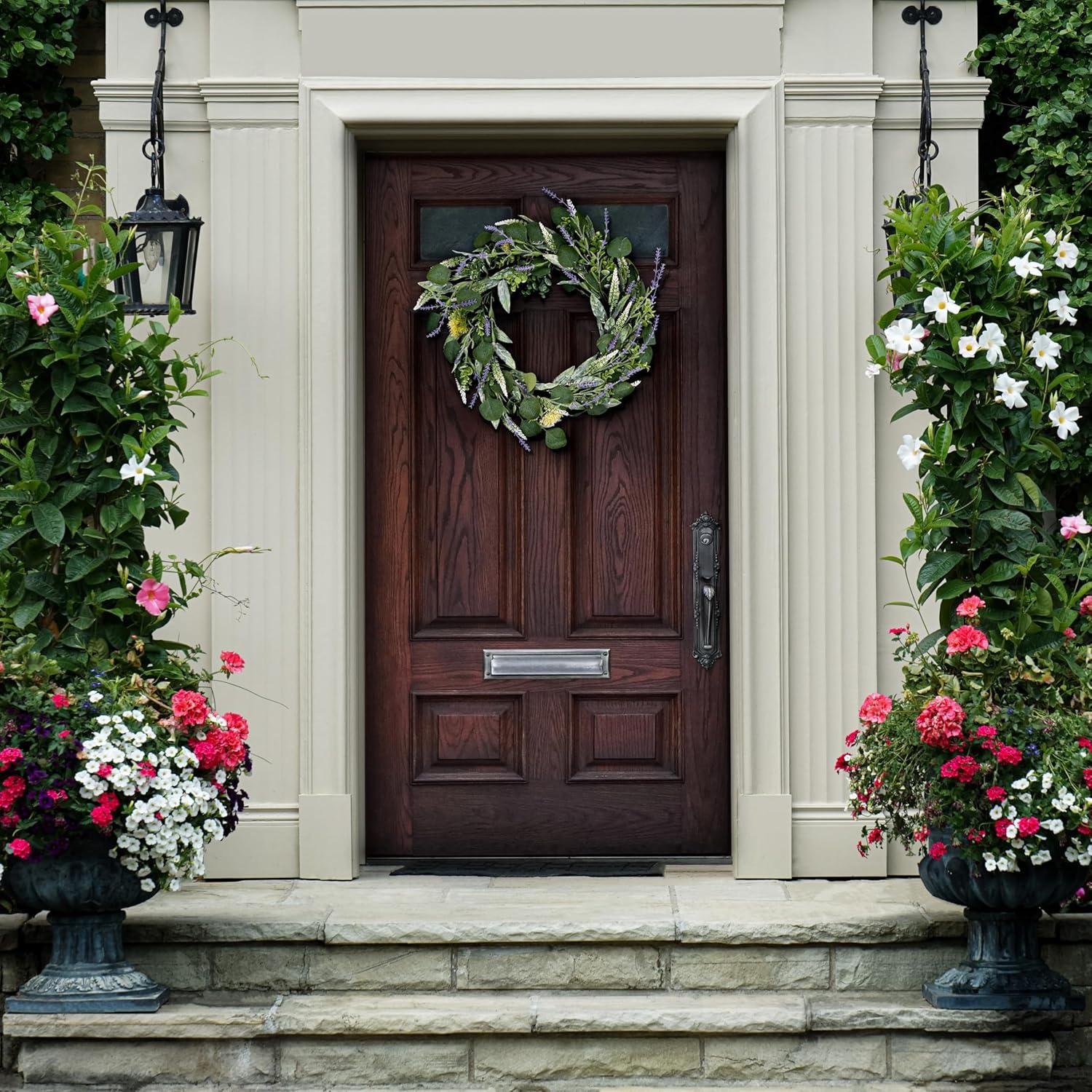 image:imageSAFAVIEH Home Collection Faux Artificial 22inch Eucalyptus amp Fennel Decorative Wreath