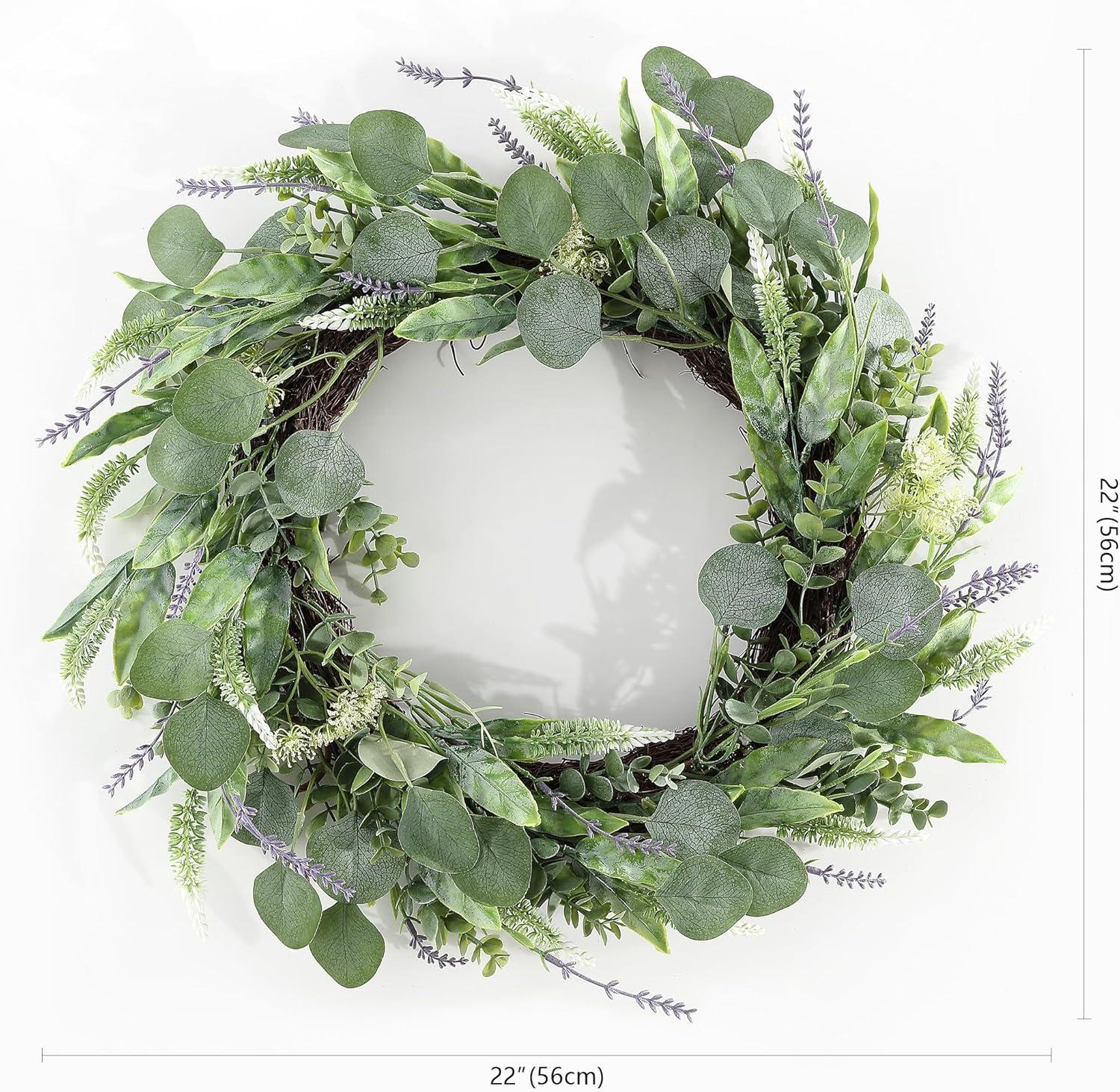 image:imageSAFAVIEH Home Collection Faux Artificial 22inch Eucalyptus amp Fennel Decorative Wreath