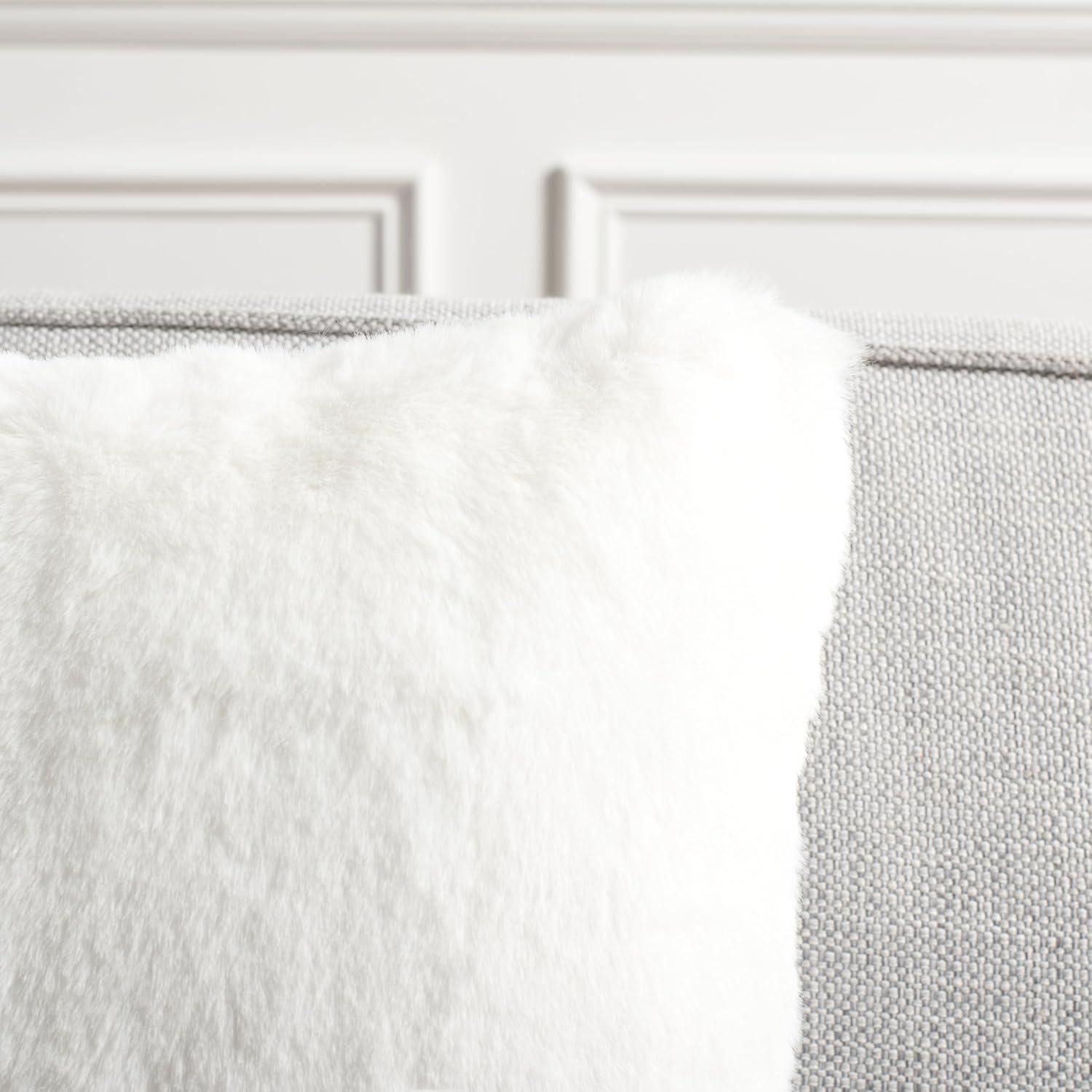 image:imageSAFAVIEH Home Collection Flayn Grey Faux Fur 17inch Square Decorative Accent Throw Pillow with Insert Set of 2Ivory