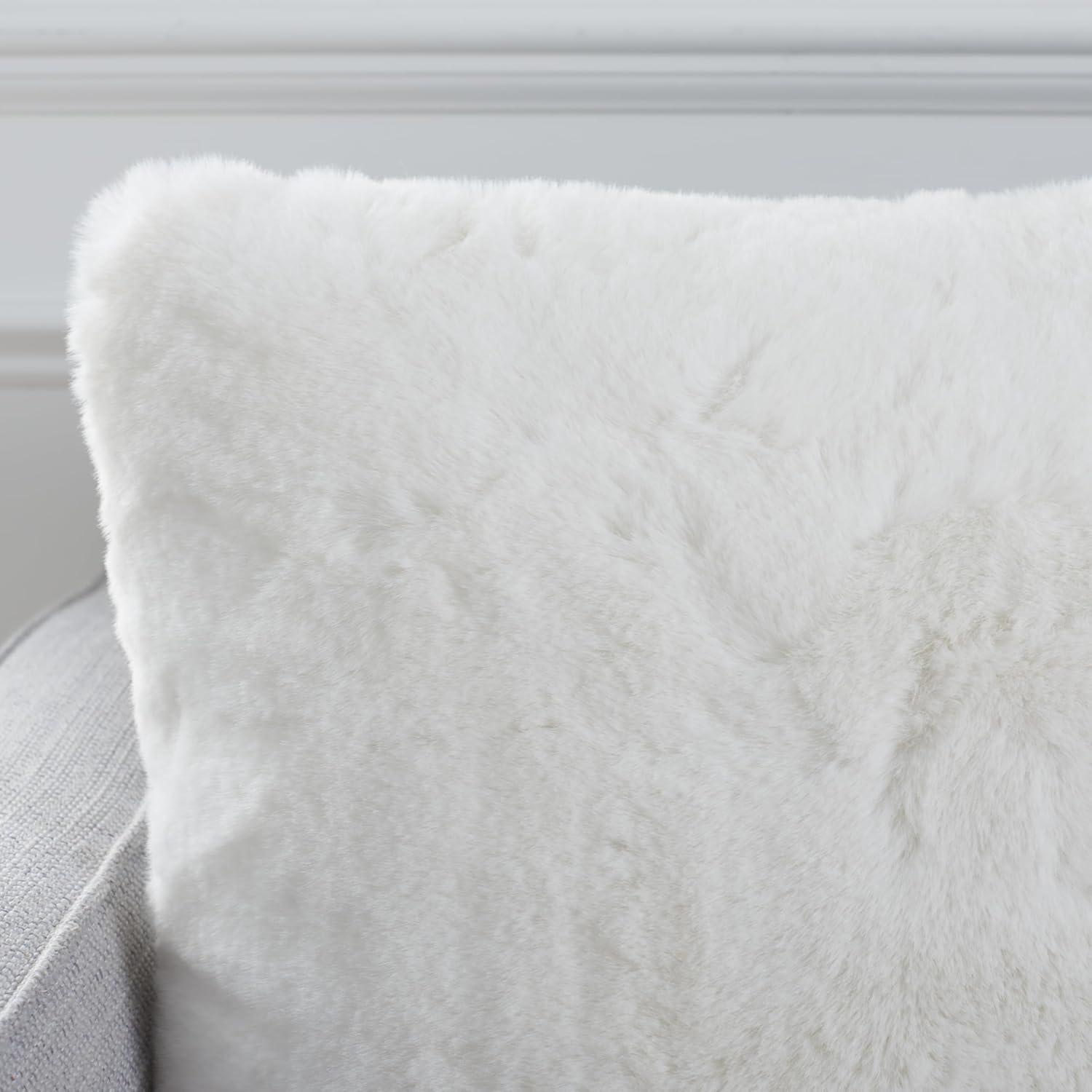 image:imageSAFAVIEH Home Collection Flayn Grey Faux Fur 17inch Square Decorative Accent Throw Pillow with Insert Set of 2Ivory