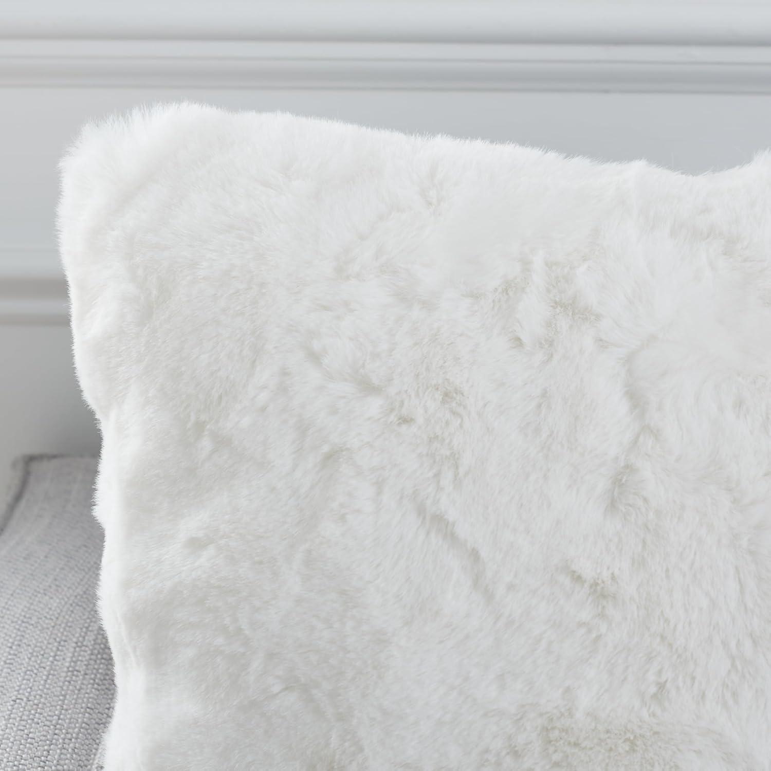 image:imageSAFAVIEH Home Collection Flayn Grey Faux Fur 17inch Square Decorative Accent Throw Pillow with Insert Set of 2Ivory