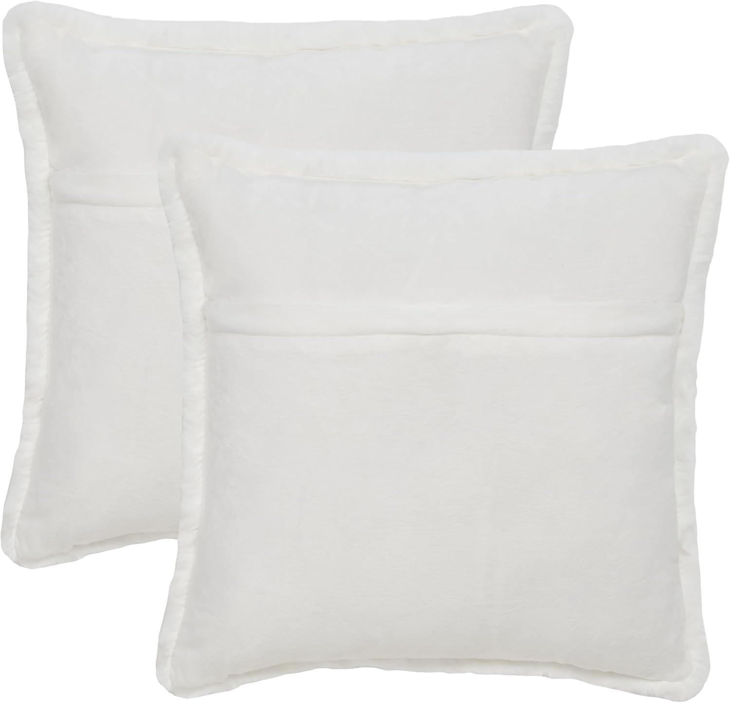 image:imageSAFAVIEH Home Collection Flayn Grey Faux Fur 17inch Square Decorative Accent Throw Pillow with Insert Set of 2Ivory