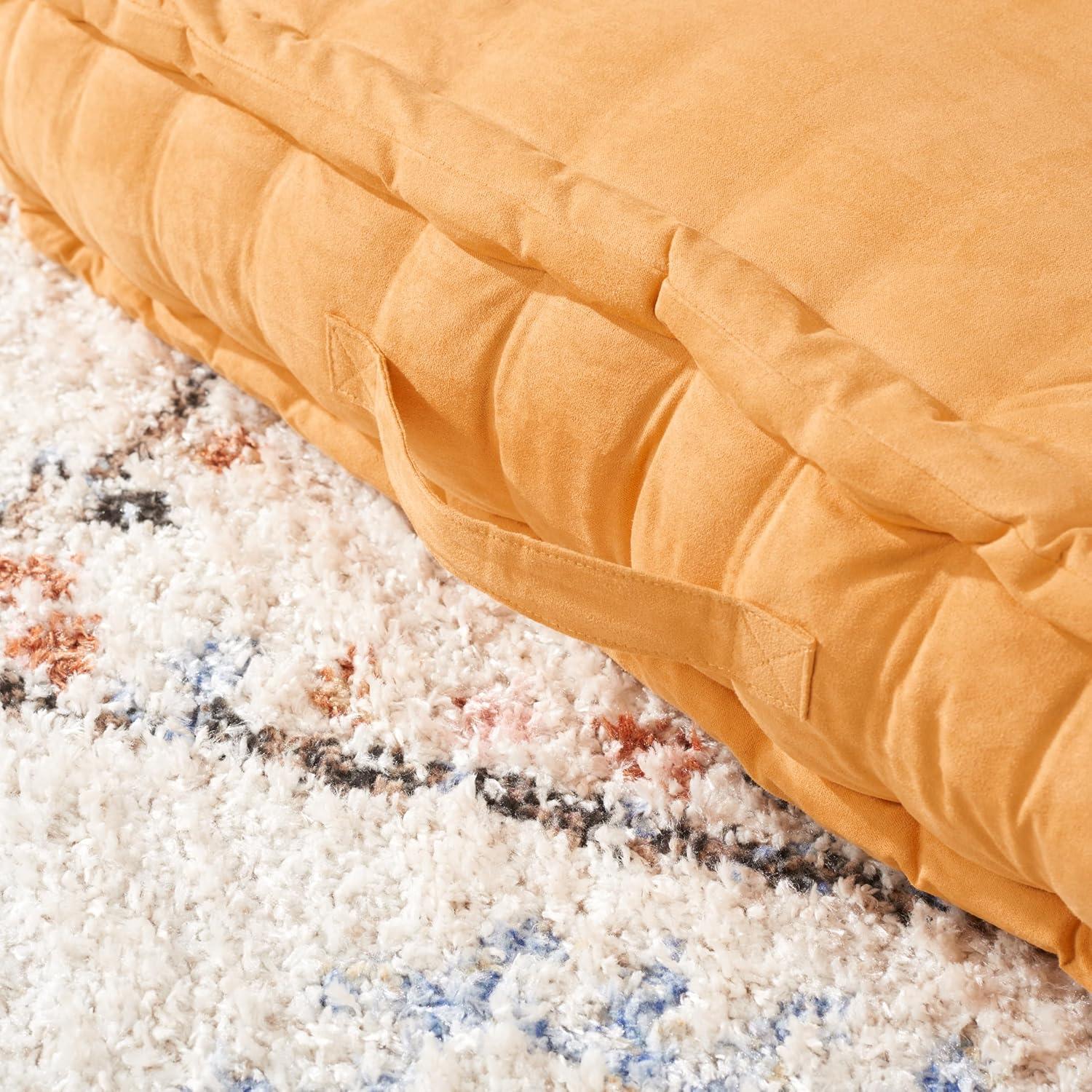 image:imageSAFAVIEH Home Collection Gardenia Champagne Tufted 18inch Square Floor Pillow with Insert for Living Room Meditation Sofa Extra SeatingGinger