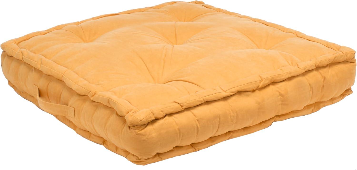 image:imageSAFAVIEH Home Collection Gardenia Champagne Tufted 18inch Square Floor Pillow with Insert for Living Room Meditation Sofa Extra SeatingGinger