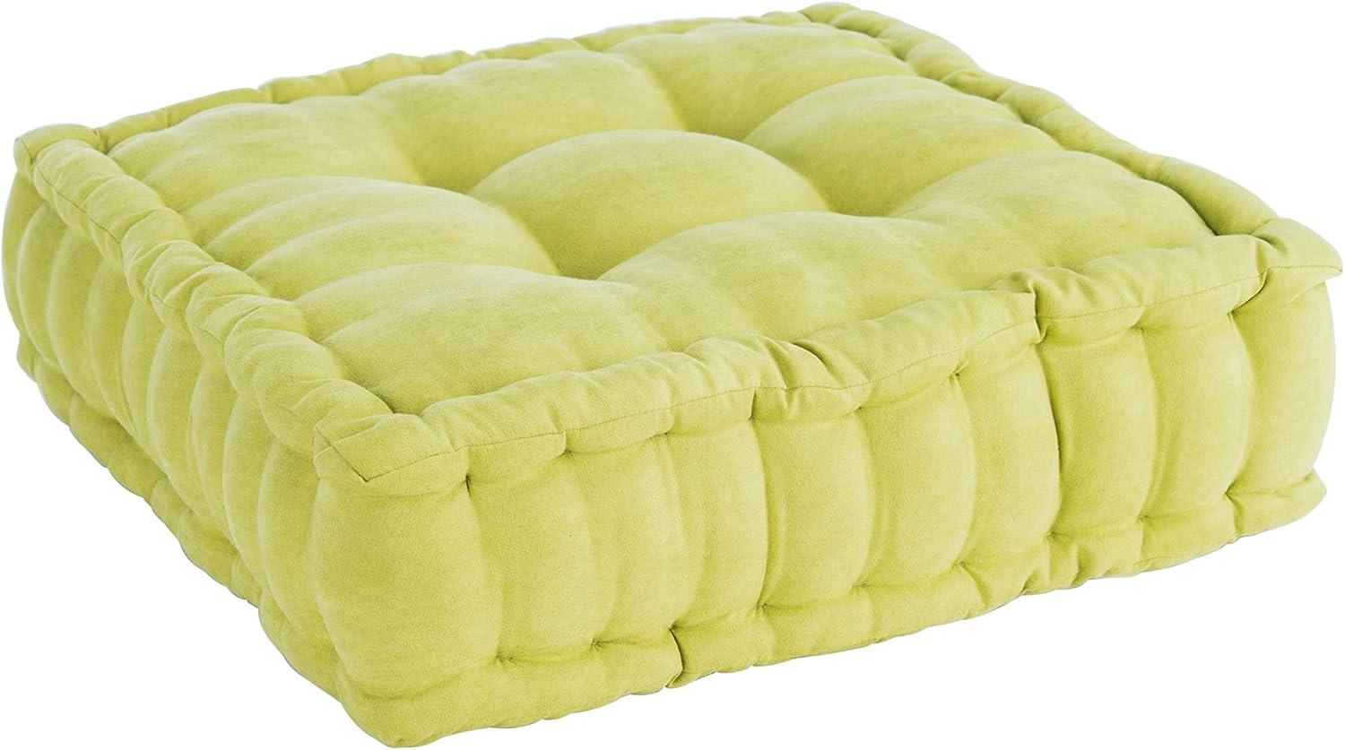 image:imageSAFAVIEH Home Collection Gardenia Champagne Tufted 18inch Square Floor Pillow with Insert for Living Room Meditation Sofa Extra SeatingLight Green