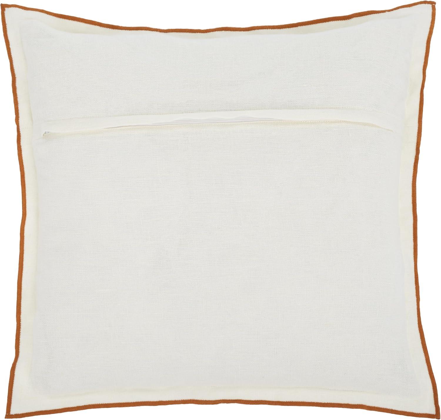image:imageSAFAVIEH Home Collection Hallie WhiteRust Linen 20inch Square Decorative Accent Throw Pillow with Insert