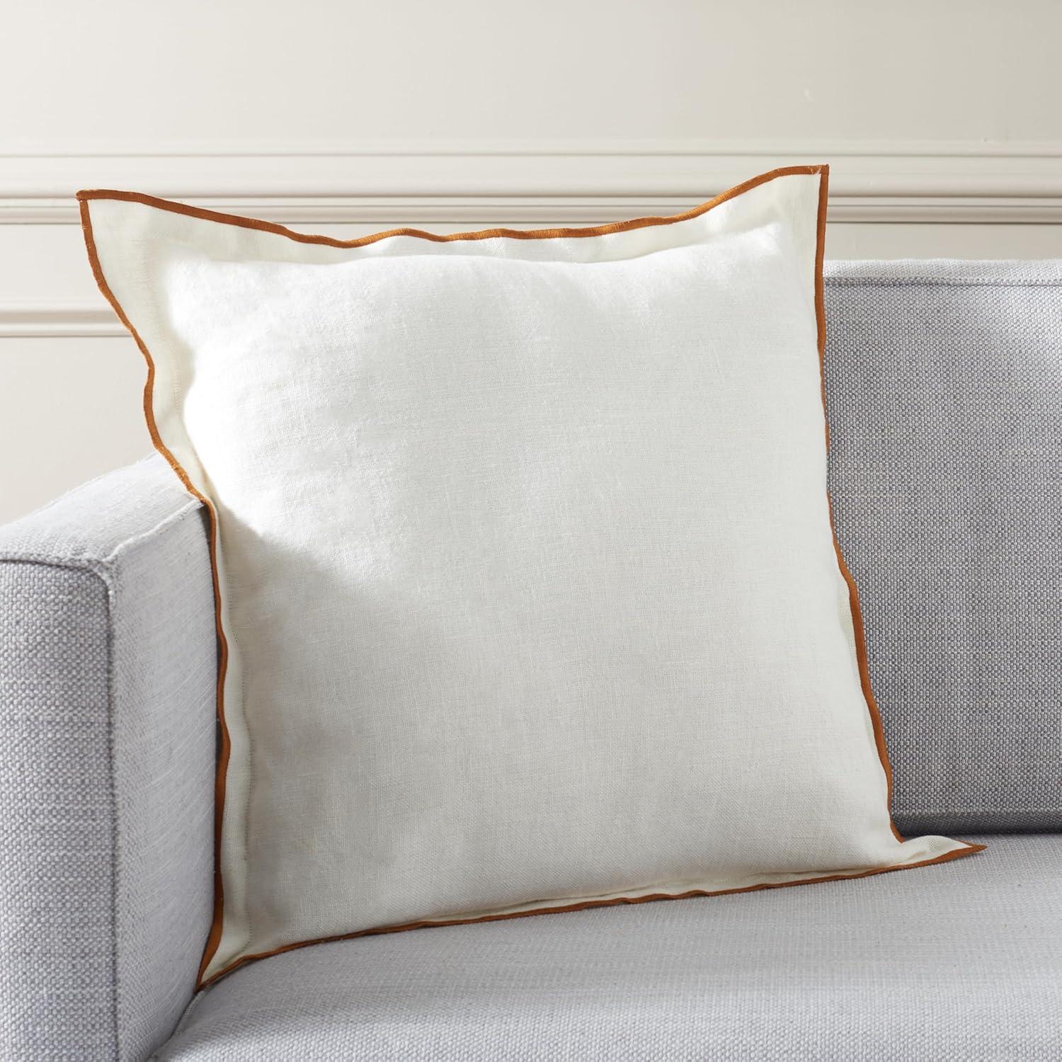 image:imageSAFAVIEH Home Collection Hallie WhiteRust Linen 20inch Square Decorative Accent Throw Pillow with Insert