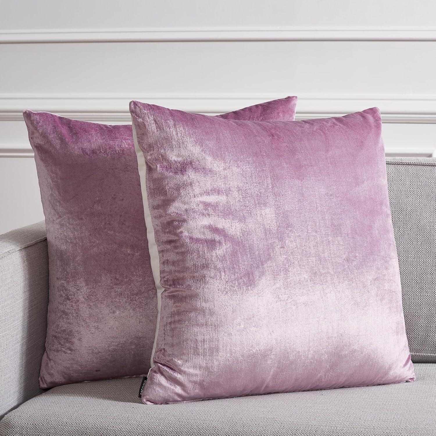 image:imageSAFAVIEH Home Collection Jovanni Purple Viscose 18inch Square Pillow Set of 2 with InsertLavender
