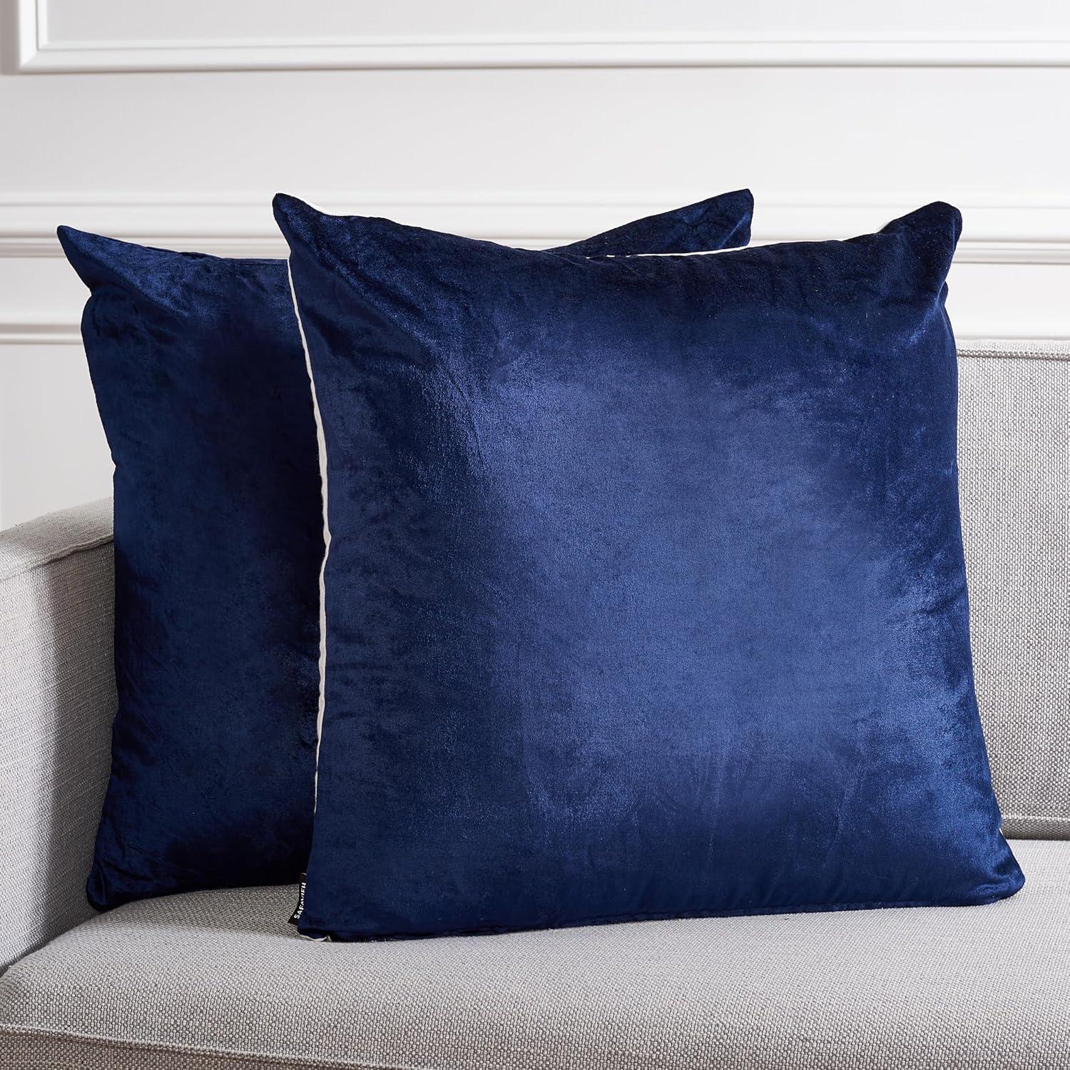 image:imageSAFAVIEH Home Collection Jovanni Purple Viscose 18inch Square Pillow Set of 2 with InsertNavy