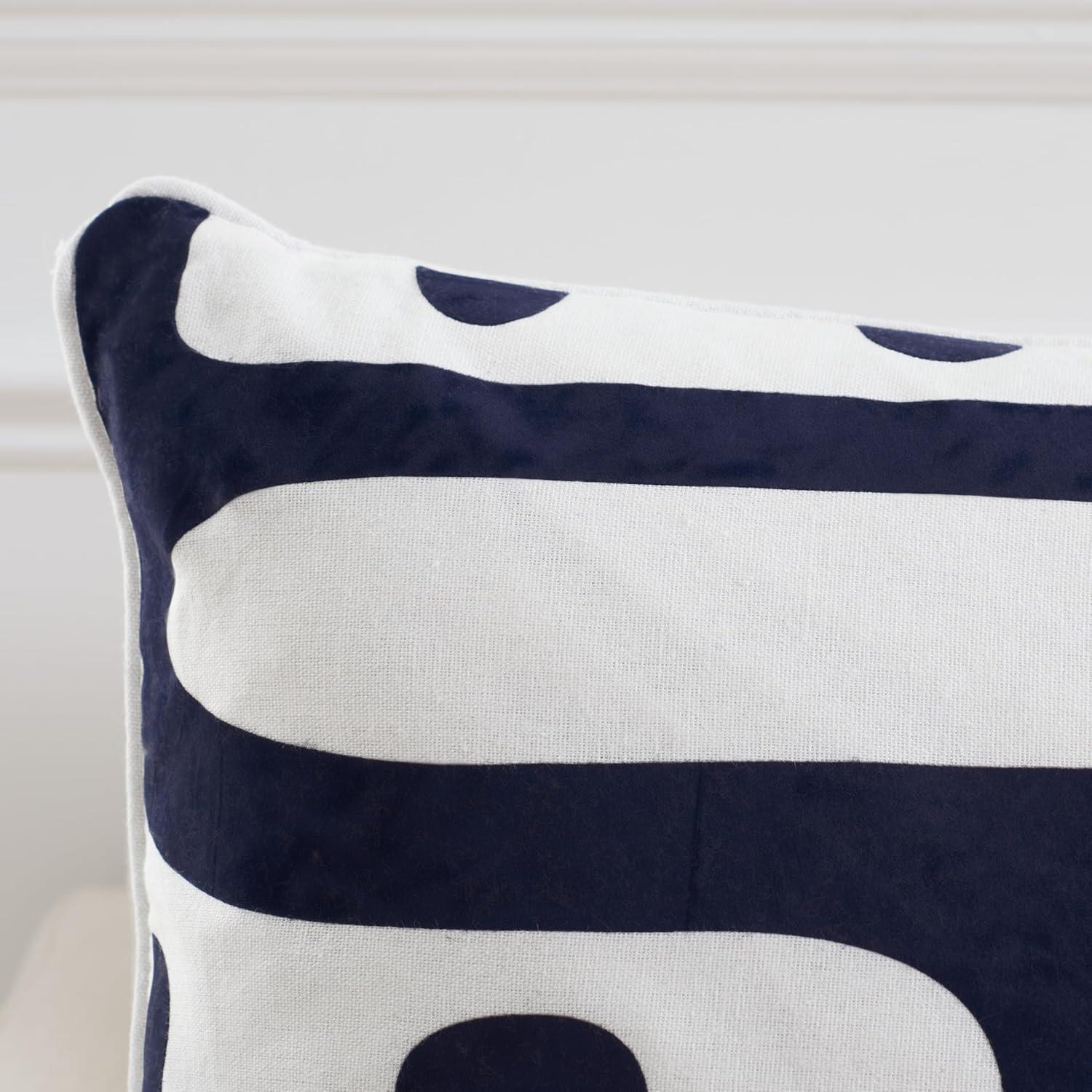 image:imageSAFAVIEH Home Collection Maize MidCentury Modern BeigeNavy 18inch Square Decorative Accent Throw Pillow with Insert Set of 2BeigeNavy