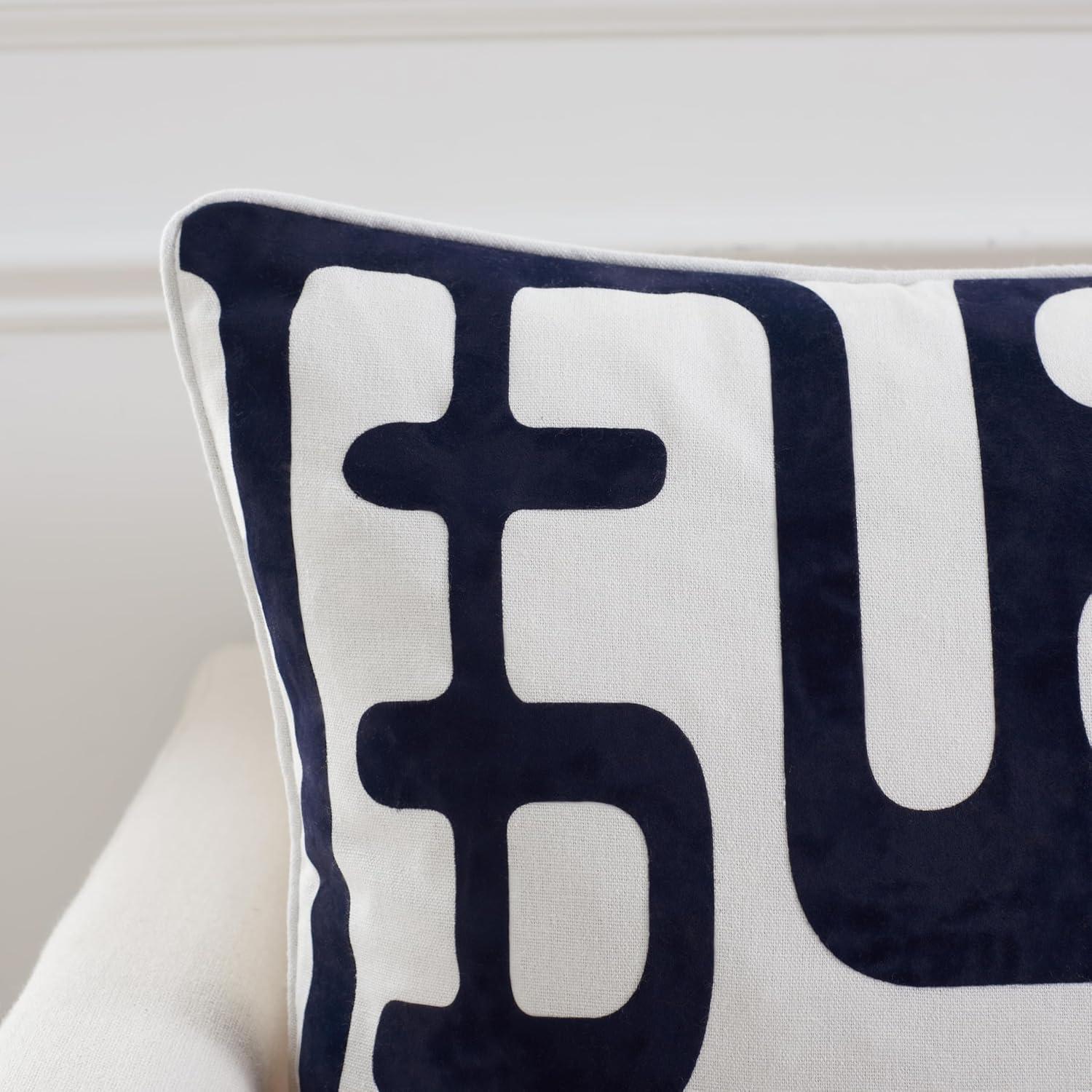 image:imageSAFAVIEH Home Collection Maize MidCentury Modern BeigeNavy 18inch Square Decorative Accent Throw Pillow with Insert Set of 2BeigeNavy