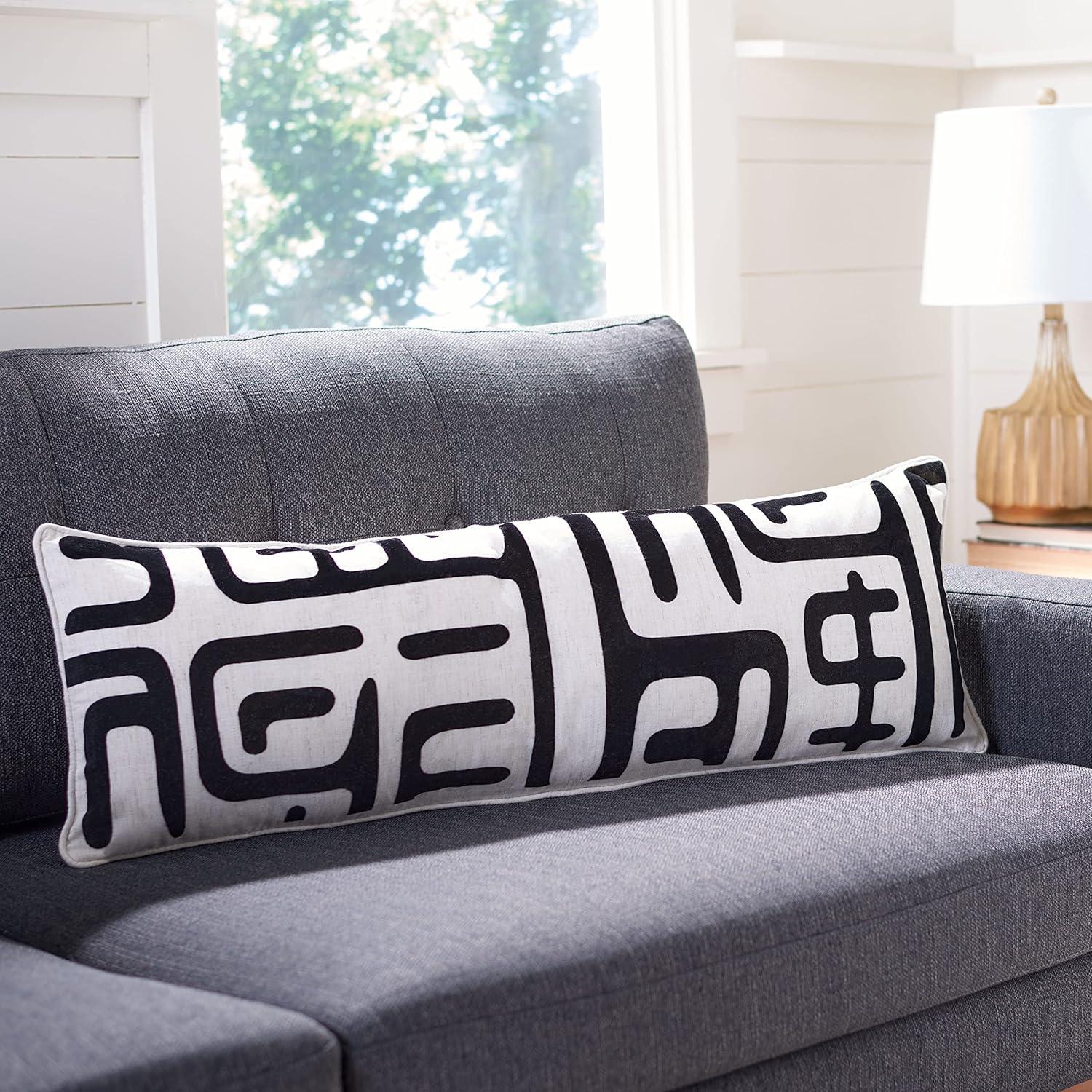 image:imageSAFAVIEH Home Collection Maize MidCentury Modern BeigeNavy 18inch Square Decorative Accent Throw Pillow with Insert Set of 2Black
