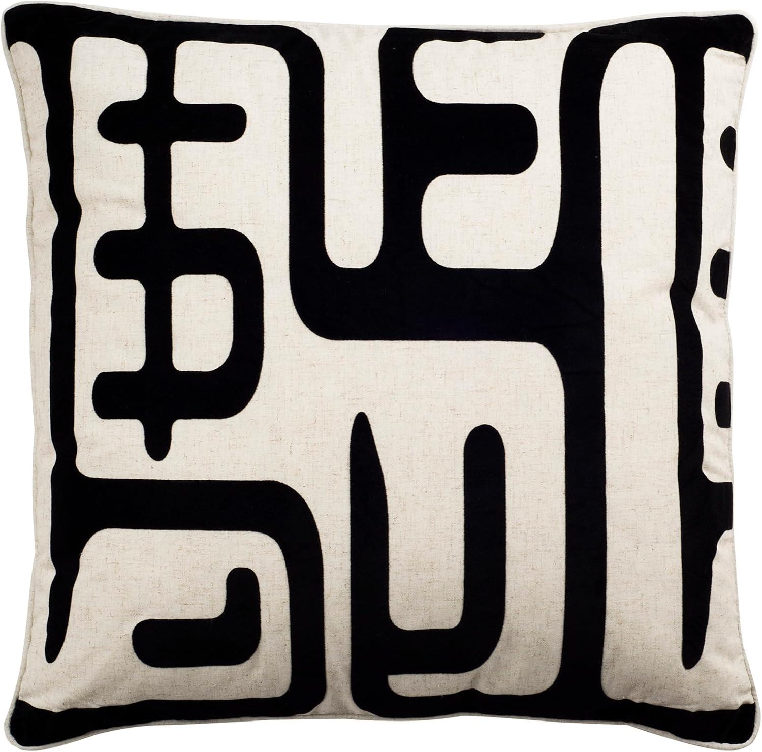 image:imageSAFAVIEH Home Collection Maize MidCentury Modern BeigeNavy 18inch Square Decorative Accent Throw Pillow with Insert Set of 2Black