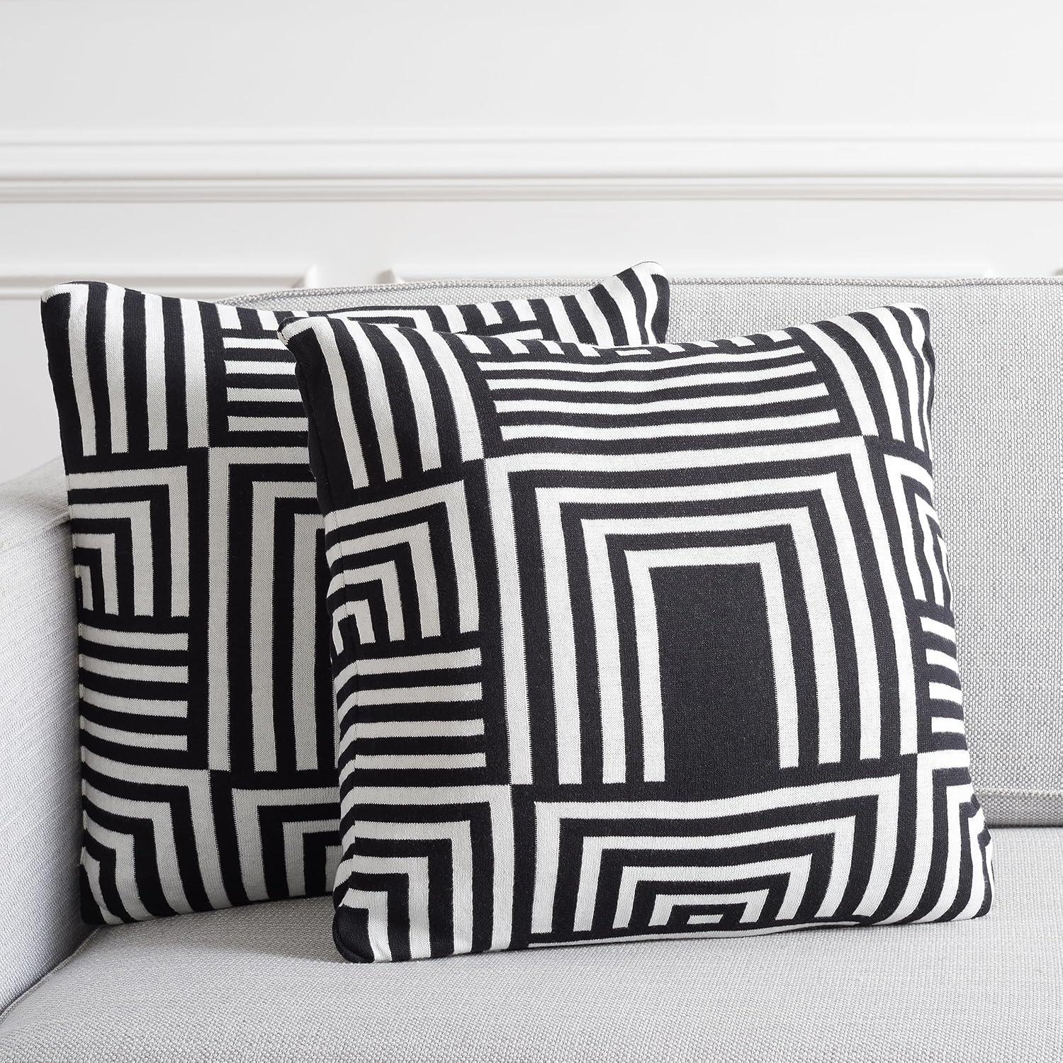 image:imageSAFAVIEH Home Collection PLS401 Pillow BlackIvory 2 Count