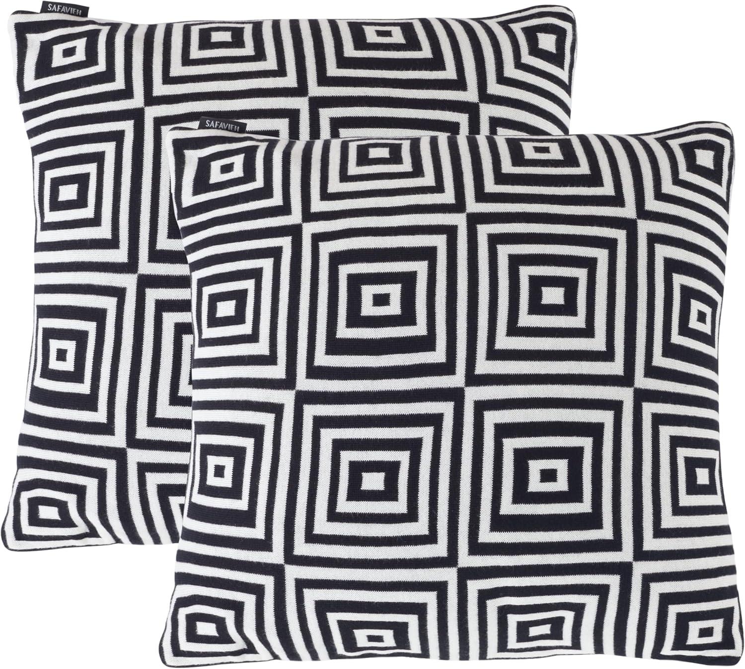 image:imageSAFAVIEH Home Collection PLS402 Pillow BlackIvory 2 Count